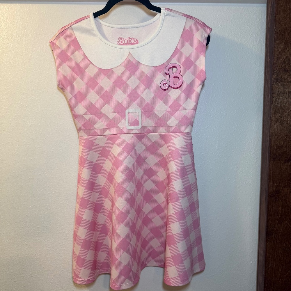 2023 Mattel Barbie Movie Girls Size L Pink Gingham Dress
